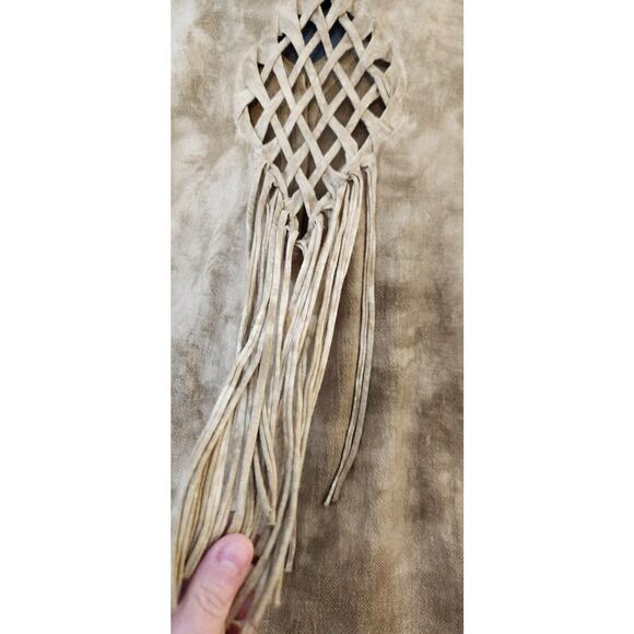 Oh My Gauze 1 (S/M) Fringe Cutout Back Tie Dye Brown Top Lagenlook Shell Buttons - Picture 5 of 9